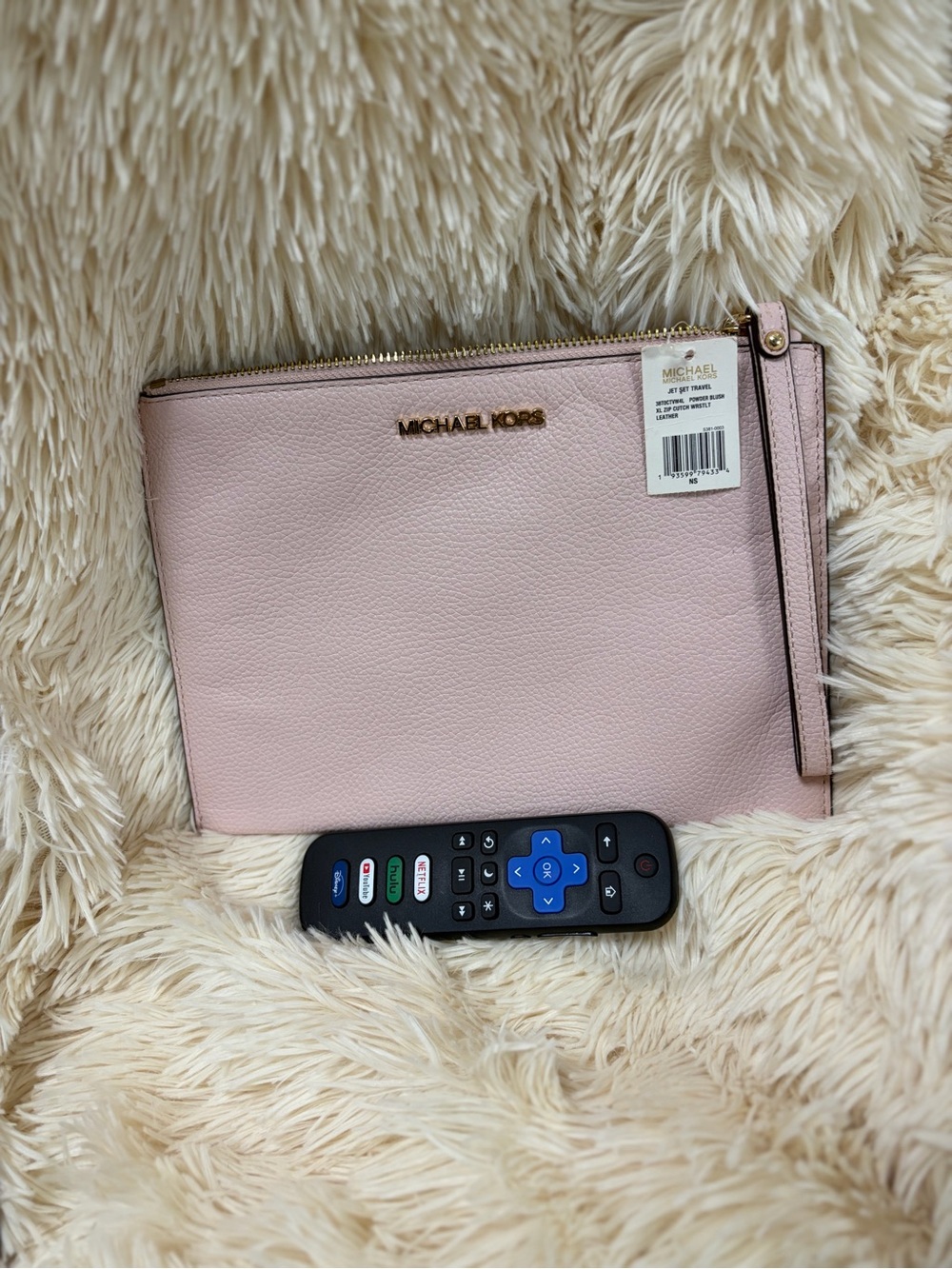 Michael Kors Light Pink Pebbled Leather JestSet Wristlet Clutch - Picture 4 of 5